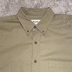 EUC Vintage Eddie Bauer Tan LS Button-Down Shirt, Soft Twill, 100% Cotton, L